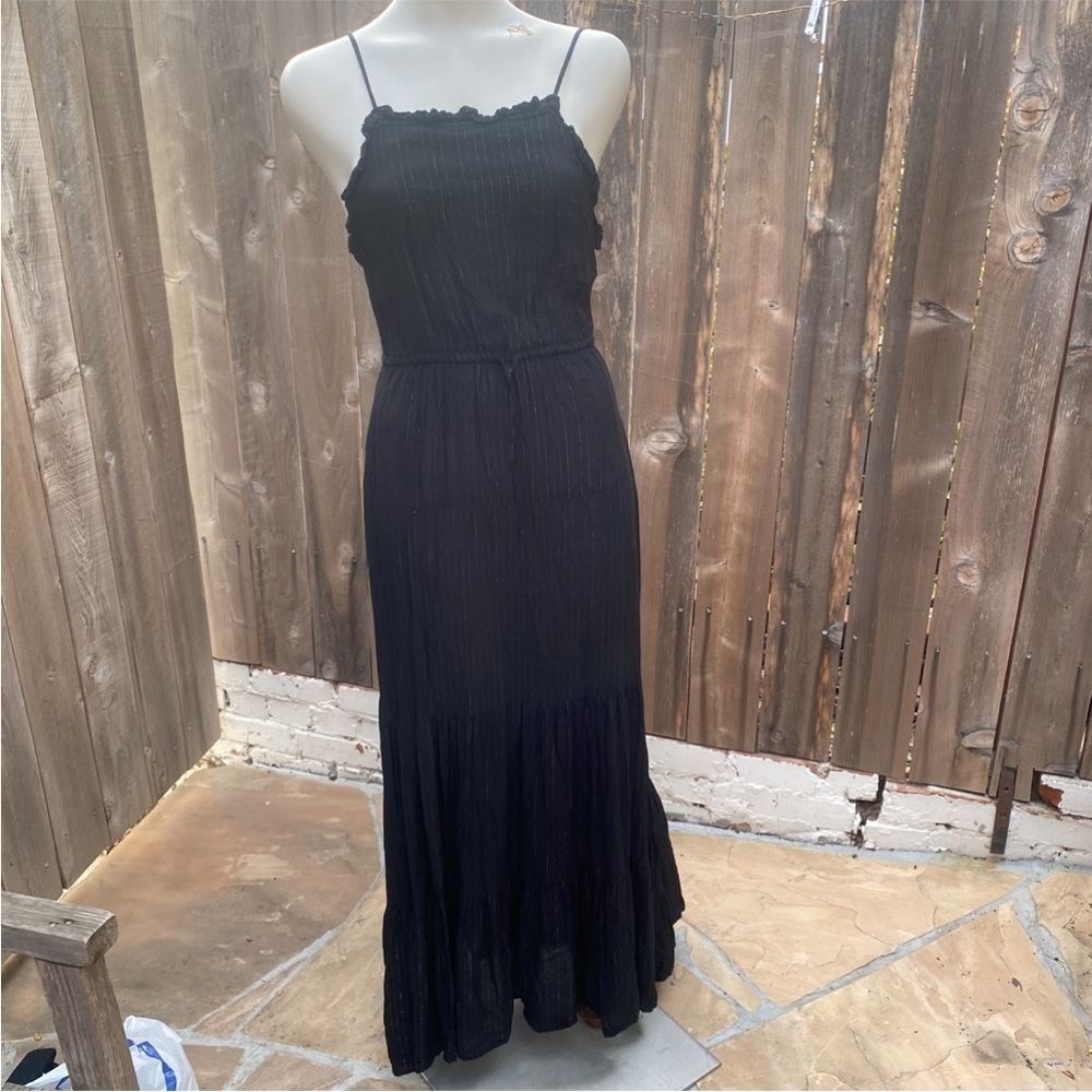 Auguste Maxi Dress Black with Gold size 4